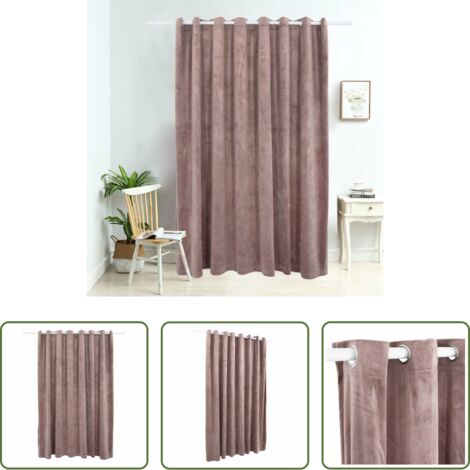 Tenda in velluto -  Tenda Oscurante Anelli in Metallo Velluto Rosa Antico 290x245cm