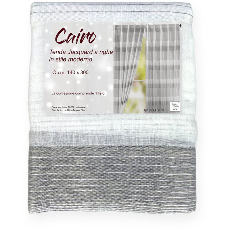 Tenda Jacquard A Righe Moderne 140x300 Cm Fettuccia Universale 1 Te...
