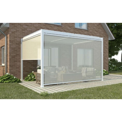 MAGAZZINI COSMA a rullo Frangisole laterale per pergola Bioclimatica con zanzariera -Bianco / Lato 3 mt
