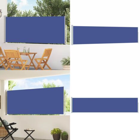 Tenda Laterale Retrattile per Patio 120x500 cm Blu - Tenda da sole - Tenda da balcone