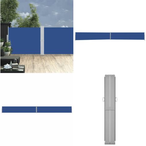 Tenda Laterale Retrattile per Patio 140x1200 cm Blu - Tenda da sole - Tenda retrattile