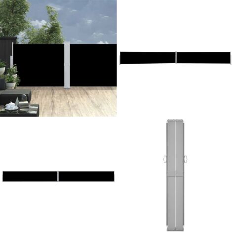 Tenda Laterale Retrattile per Patio 140x1200 cm Nera - Tenda da sole - Tenda retrattile