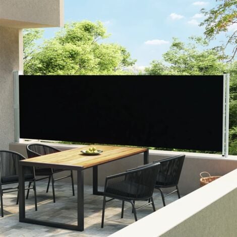 Tenda Laterale Retrattile per Patio 220x600 cm Nera