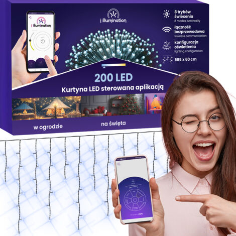 Tenda LED per tutte le stagioni controllata dall'APP, ghirlanda con decorazioni luminose 200