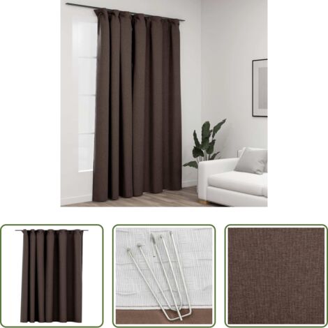 Tenda lino -  Tenda Oscurante Effetto Lino con Ganci Talpa 290x245 cm