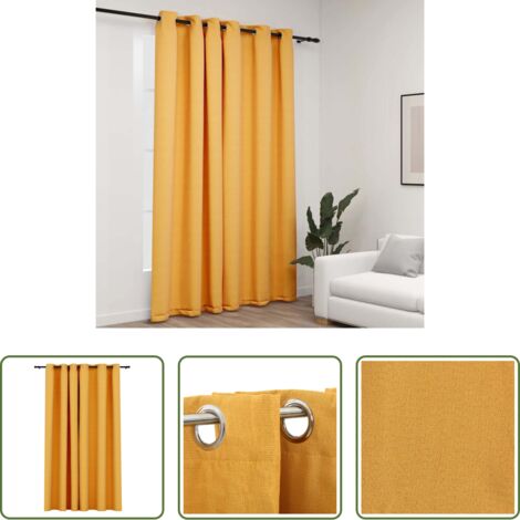 Tenda lino -  Tenda Oscurante Effetto Lino con Occhielli Gialla 290x245 cm