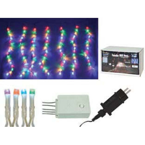 Tenda Luminosa 160 LED per Interno/Esterno IP44 – Con Flash e Giochi di Luce – 230V - Specifiche: Multicolor - mt 3+1.8x0.07 - 10 fili