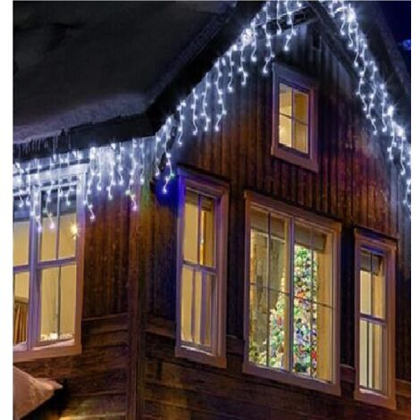Tenda Luminosa 500 LED Bianco Freddo ghiaccio 10 metri per Esterno prolungabile IP44 luminaria pioggia cascata di luci