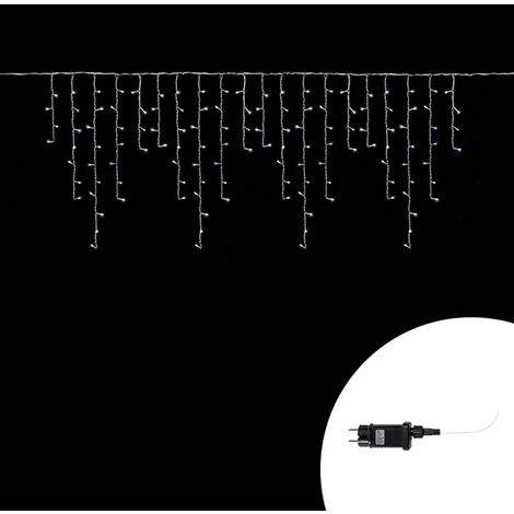 Tenda luminosa 6 metri 256 Led Bianco Freddo fisso e intermittente stalattiti prolungabile altezza 100cm da esterno Wisdom