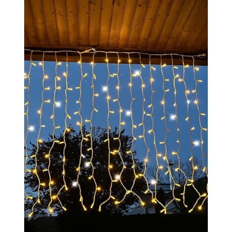 PARTENOPEA UTENSILI Tenda Luminosa 6x0,8m 240 LED Natale Luce Calda e Flash Bianco Freddo Prolungabile max 2 unità