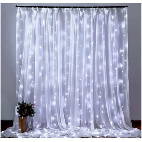 BES Tenda Luminosa Catena Filo Ganci Retrotenda Micro Led Usb 3x3mt Luce Fredda