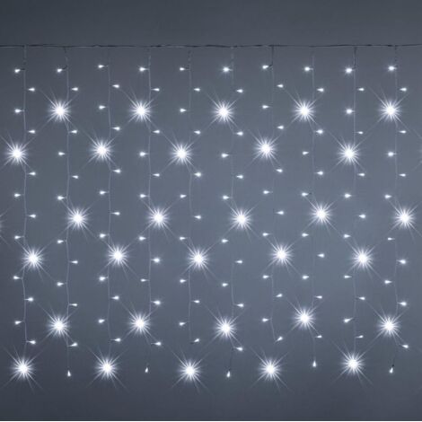 Tenda Luminosa con 480 LED lineare misura 12 metri larghezza e 0,80 cm discesa Natale Luce Bianca fissa e Flash Bianco Freddo luci natalizie da esterno
