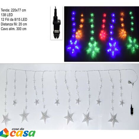 Tenda luminosa da esterno 138 luci stelle luminona da decorazioni di natale casa