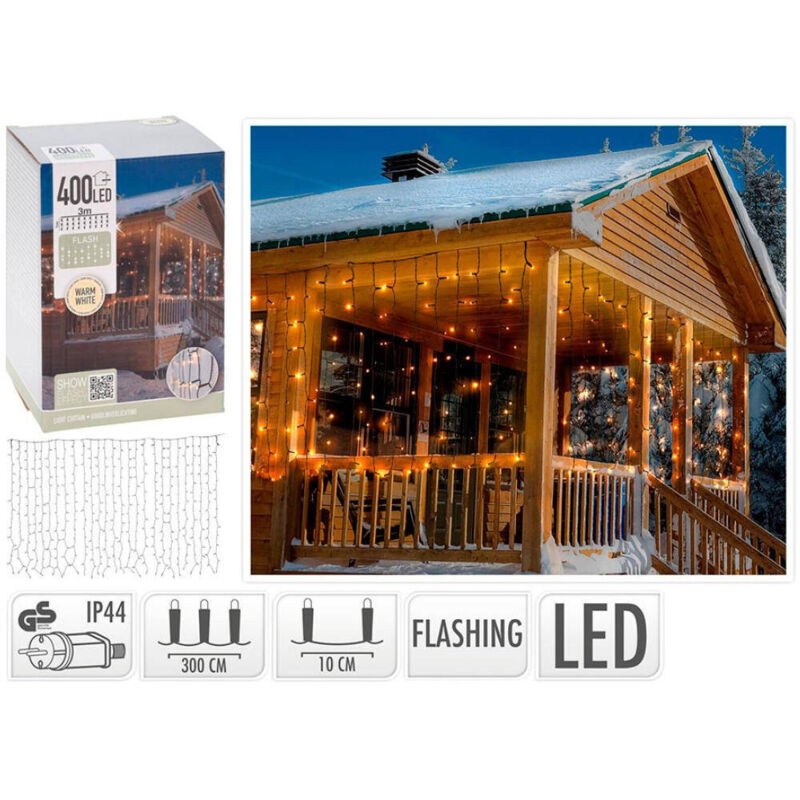 Image of Tenda Ghirlanda LED per Esterni 3m Flash Bianco Caldo 2700K