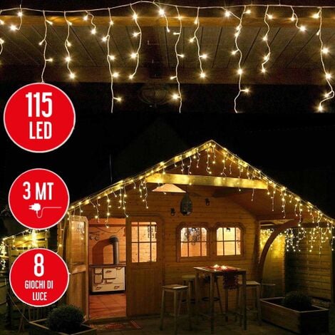 Tenda Luminosa Tenda di Luci per Natale Feste Casa Balcone Salotto Giardino Terrazza Bianco Caldo 8 programmi di Luce Quntis 4x0,6 metro 144 Led Luci Stringa IP44 per Decorare Interni ed Esterni 