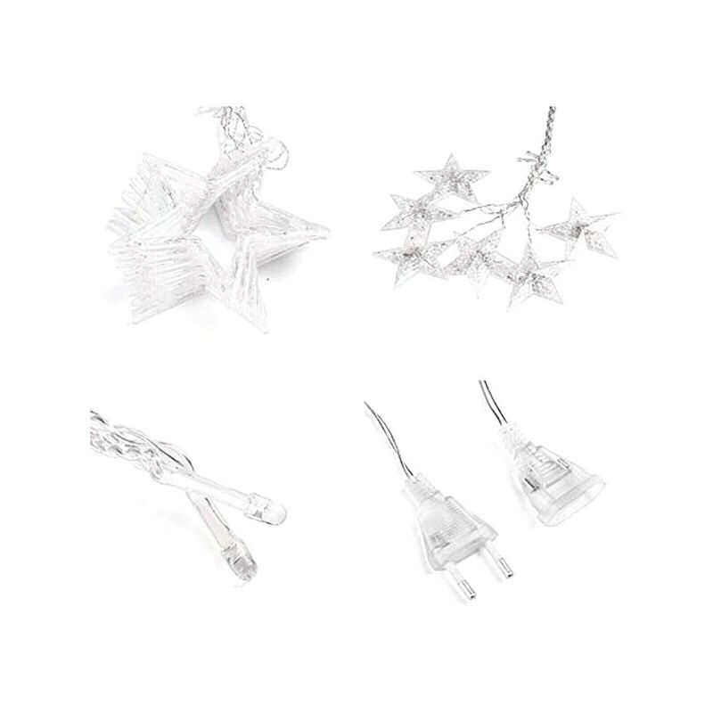TENDA LUMINOSA NATALIZIA 140LED CON STELLE BIANCO CALDO 2MT ESTERNO PROLUNGABILE