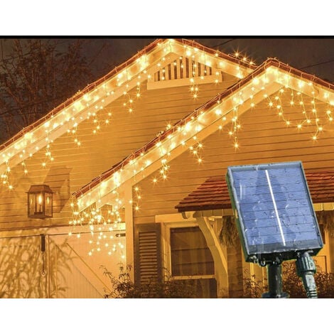 WISDOM Tenda Luminosa Solare di Natale a 280 LED con 8 giochi di Luce per uso Interno/Esterno (Luce Calda)