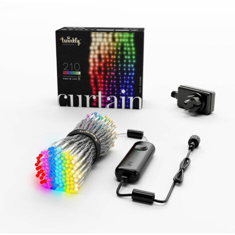 Tenda luminosa Twinkly - 210 LED RGB+W, filo trasparente, spina tipo F