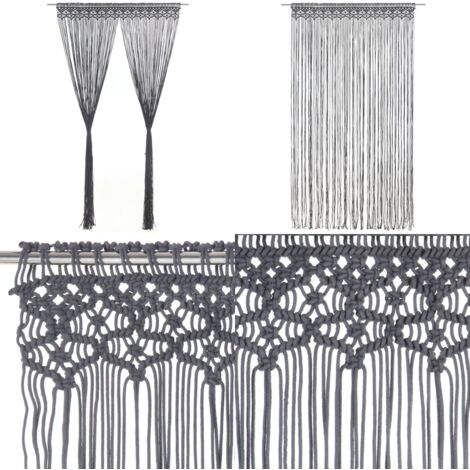 Tenda Macramè Antracite 140x240 cm in Cotone - Tenda in cotone - Tenda per finestra