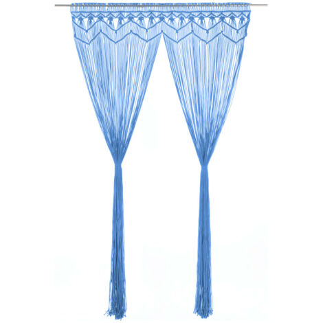 Tenda Macramè Blu 140x240 cm in Cotone vidaXL
