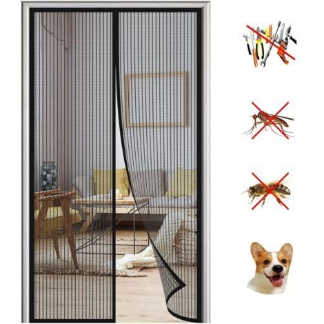 Tenda magnetica per porta, zanzariera per porta, chiusura automatica, 90x210 cm, nera