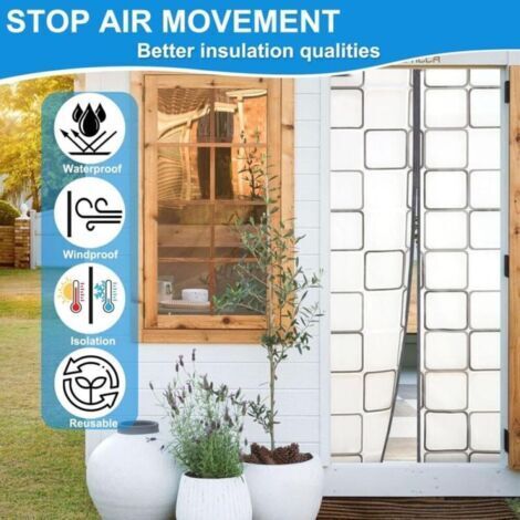 Tenda magnetica termoisolante per porte, 95x210 cm, in EVA semitrasparente, resistente al freddo, ideale per porte di cucina/ingresso, antivento, impermeabile, con chiusura automatica, non richiede fo