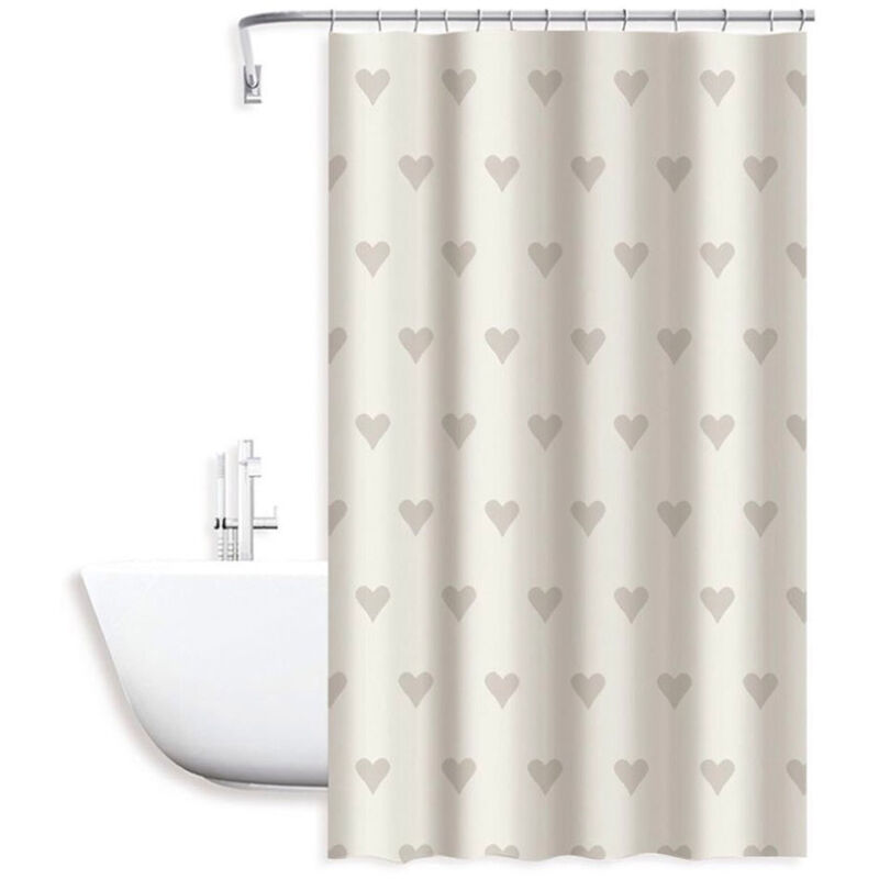 Tenda moderna per doccia vasca da bagno impermeabile pvc 12 ganci decorata con cuori 200x240 cm