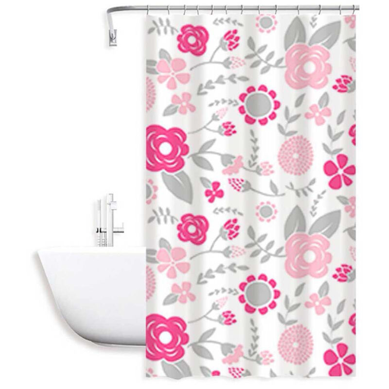 Tenda moderna per doccia vasca da bagno impermeabile pvc 12 ganci decorazione fiori rosa 200x240 cm