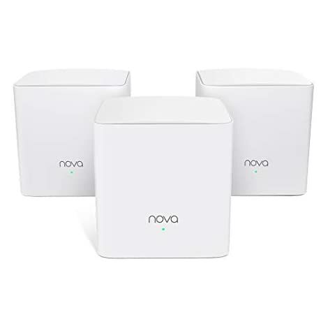 Tenda Nova mw5s (3 Pack) auténtica Banda Dual Malla WiFi (hasta 300 m², AC1200, de Alexa, Gigabit LAN/WAN, QoS, para Casas, oficinas, Viviendas) Equivalente a Router, Power Line & Repetidor