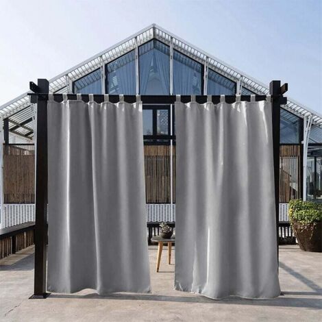Tenda oscurante per esterni - Tende e drappeggi isolanti dalla luce, antivento e termoisolanti, pronte da appendere per pergola, terrazza, casa, 107-213 cm, grigio, 2 pannelli