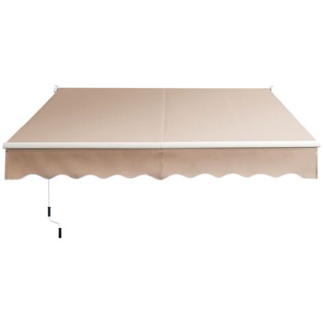 Tenda parasole in alluminio con manovella e poliestere impermeabile, Tenda da sole retrattile 295x250cm Beige