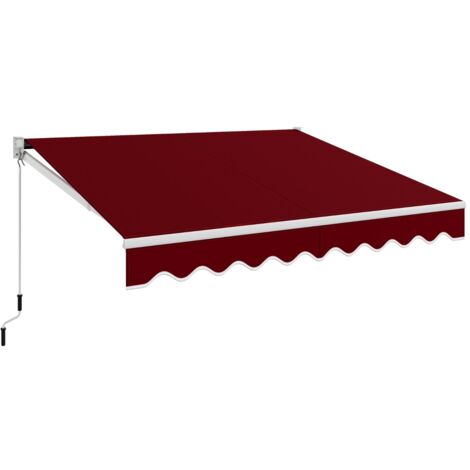 Tenda parasole in alluminio con manovella e poliestere impermeabile, Tenda da sole retrattile 295x250cm Rosso Bordeaux