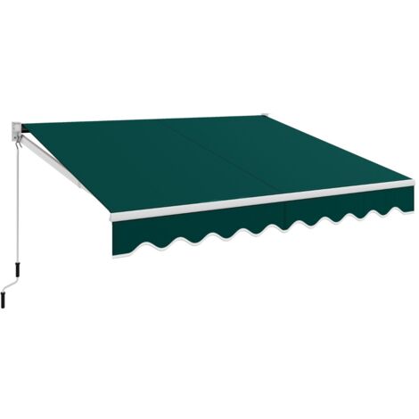 Tenda parasole in alluminio con manovella e poliestere impermeabile, Tenda da sole retrattile 295x250cm Verde
