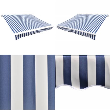 Tenda Parasole in Tela Blu e Bianco 4x3m (Telaio non Incluso) - Parasole - Tela da sole