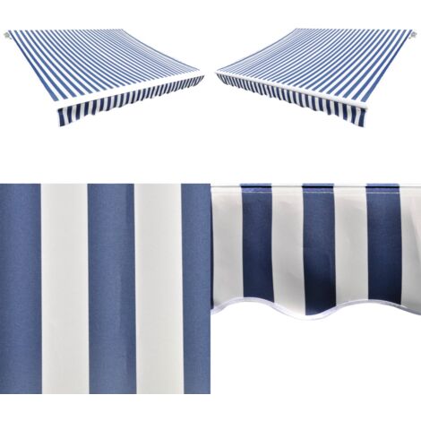 Tenda Parasole in Tela Blu e Bianco 6x3m (Telaio non Incluso) - Parasole - Tela da sole