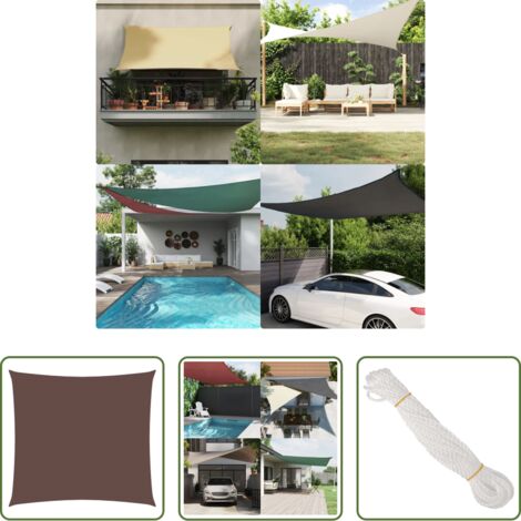 Tenda parasole -  Parasole a Vela in Tela Oxford Quadrata 6x6 m Marrone