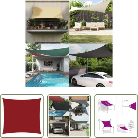 Tenda parasole -  Parasole a Vela in Tela Oxford Quadrato 4,5x4,5 m Rosso