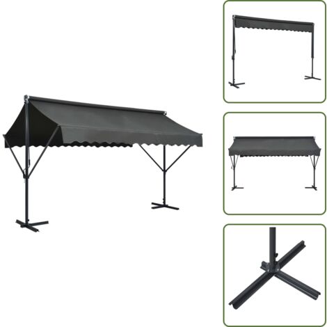 Tenda parasole per patio - vidaXL Tenda Parasole con Piedistallo 400x300 cm Antracite - Tenda parasole con piedistallo