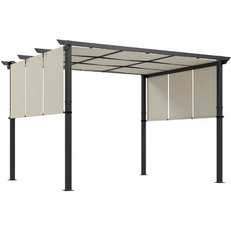 Tenda parasole. Pergola resistente alle intemperie, materiale di montaggio incluso, 3 x 3,5 m, beige.