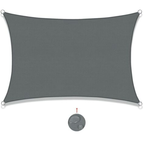 Tenda parasole rettangolare 2x4 m, impermeabile, con protezione UV, ideale per patio, giardino, terrazzo, esterni, balcone, colore grigio.