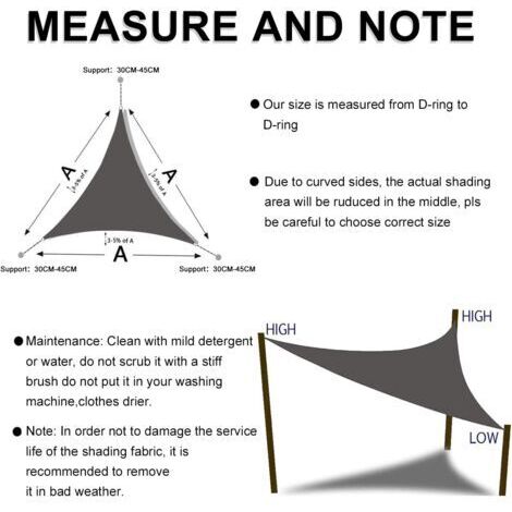 Tenda parasole triangolare impermeabile 3,6x3,6x3,6 m in tessuto PES con protezione UV per giardino, terrazza e balcone, colore sabbia.
