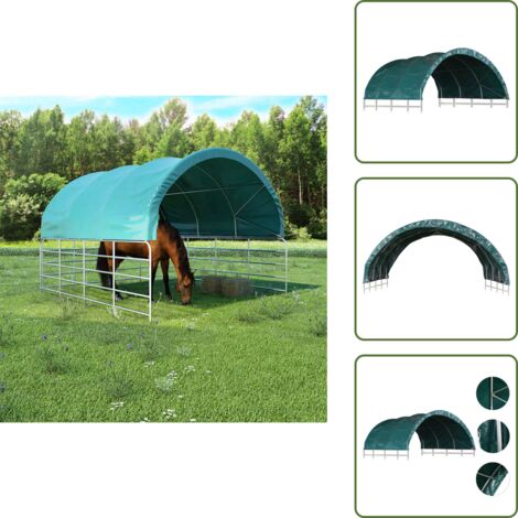 Tenda per animali - vidaXL Tenda per Bestiame in PVC 3,7x3,7 m Verde - Tenda per cavalli