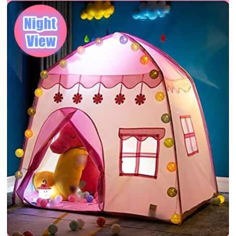 Tenda per bambini, tenda da gioco per interni ed esterni (rosa)