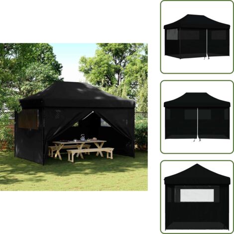 Tenda per barbecue - vidaXL Tendone per Feste Pieghevole Pop-Up con 4 Pareti Nero - Tenda per matrimoni
