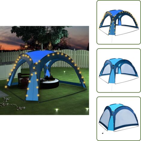Tenda per campeggio - vidaXL Tenda per Feste con LED e 4 Pareti 3,6x3,6x2,3 m Blu - Tenda per bambini