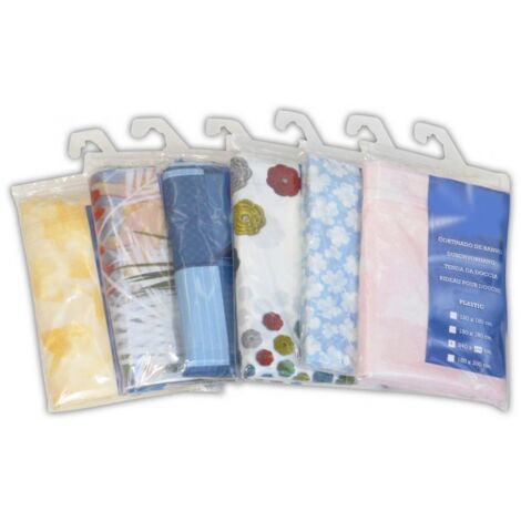 Tenda per Doccia in Pvc Box 6 Pz. (Fantasie Assortite) cm. 240X200 H