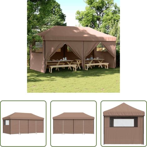 Tenda per eventi -  Tendone per Feste Pieghevole Pop-Up con 4 Pareti Marrone