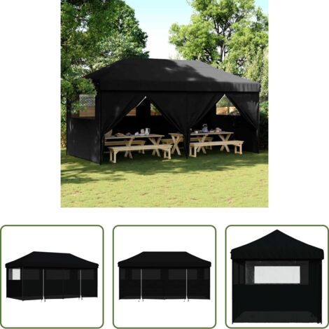 Tenda per eventi -  Tendone per Feste Pieghevole Pop-Up con 4 Pareti Nero