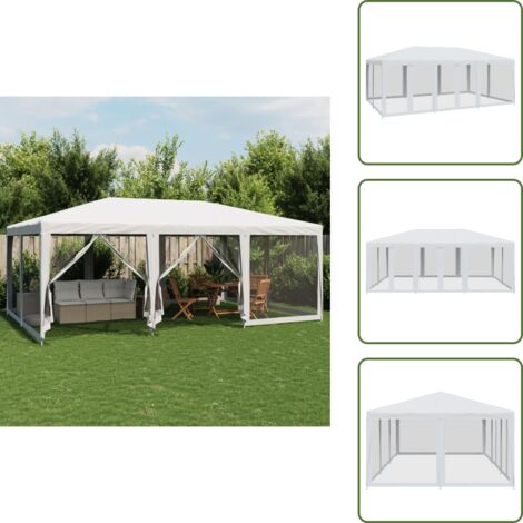 Tenda per eventi - vidaXL Tenda per Feste con 10 Pareti Laterali in Rete Bianca 6x4m HDPE - Tenda per barbecue