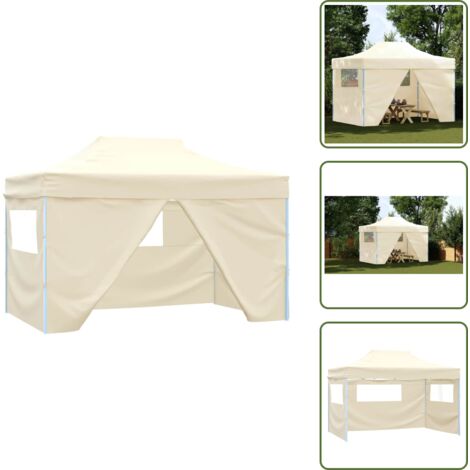 Tenda per eventi - vidaXL Tenda Pieghevole Pop-Up 4 Pareti Laterali 3x4,5 m Bianco Crema - Tenda per matrimoni